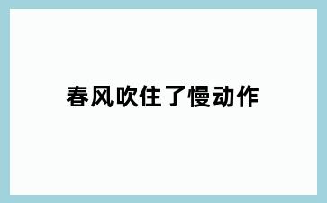 春风吹住了慢动作