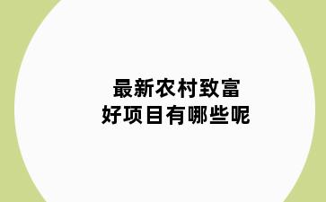 最新农村致富好项目有哪些呢