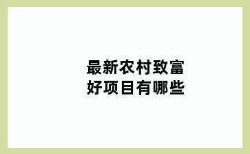最新农村致富好项目有哪些