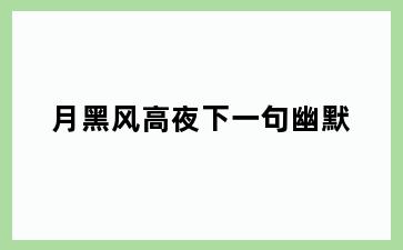 月黑风高夜下一句幽默