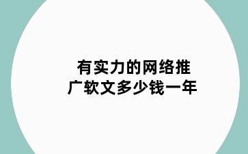 有实力的网络推广软文多少钱一年