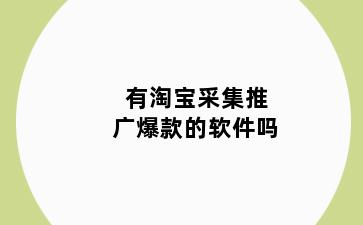有淘宝采集推广爆款的软件吗