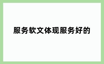 服务软文体现服务好的