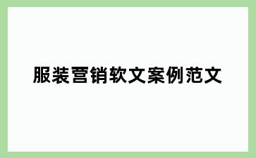 服装营销软文案例范文