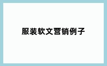 服装软文营销例子