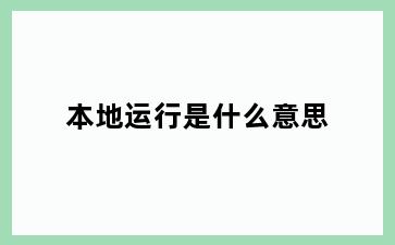 本地运行是什么意思