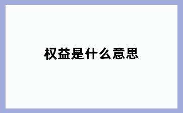 权益是什么意思