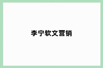 李宁软文营销