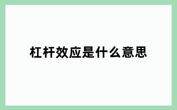 杠杆效应是什么意思
