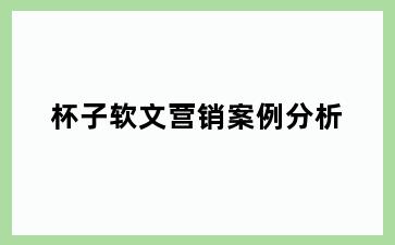 杯子软文营销案例分析