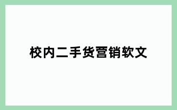 校内二手货营销软文