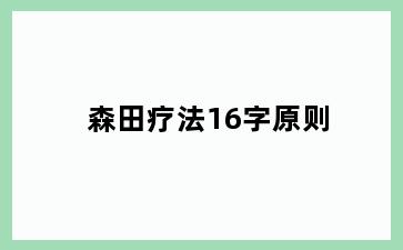 森田疗法16字原则