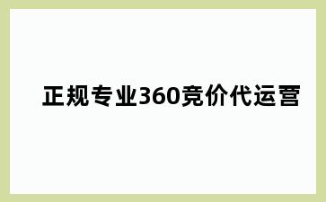 正规专业360竞价代运营