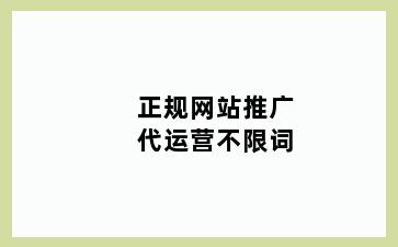 正规网站推广代运营不限词