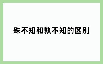 殊不知和孰不知的区别