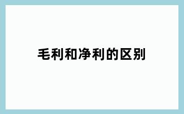 毛利和净利的区别