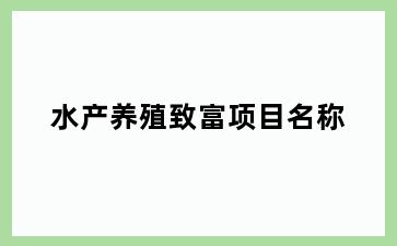 水产养殖致富项目名称