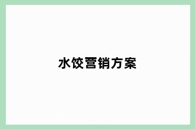 水饺营销方案