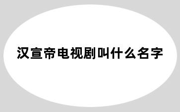 汉宣帝电视剧叫什么名字
