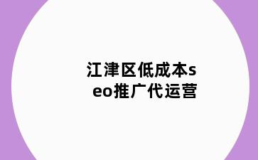 江津区低成本seo推广代运营