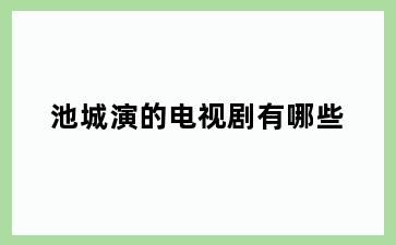 池城演的电视剧有哪些