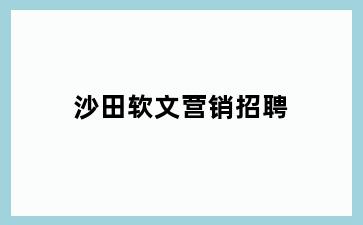 沙田软文营销招聘