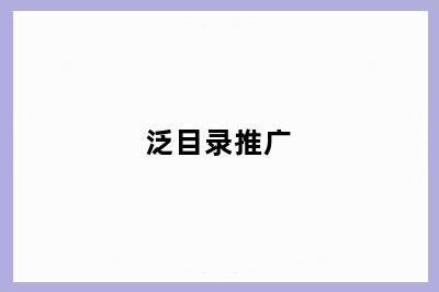 泛目录推广