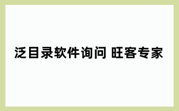 泛目录软件询问 旺客专家