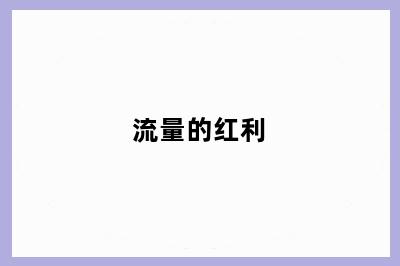 流量的红利