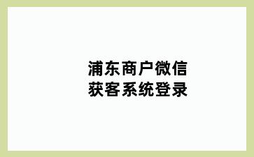 浦东商户微信获客系统登录