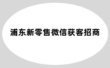 浦东新零售微信获客招商