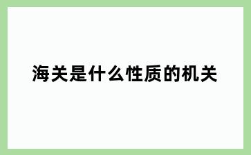 海关是什么性质的机关