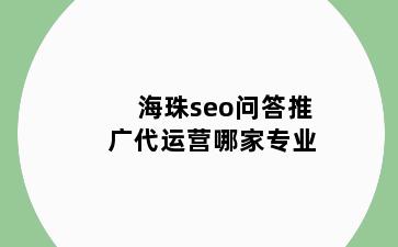 海珠seo问答推广代运营哪家专业