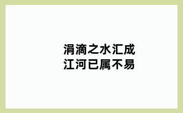 涓滴之水汇成江河已属不易