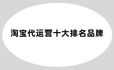 淘宝代运营十大排名品牌