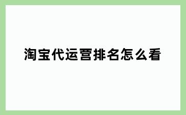 淘宝代运营排名怎么看