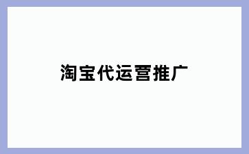 淘宝代运营推广