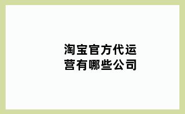 淘宝官方代运营有哪些公司