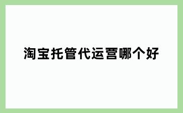 淘宝托管代运营哪个好