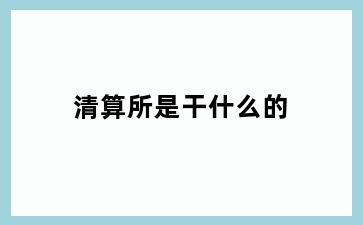 清算所是干什么的