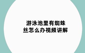 游泳池里有蜘蛛丝怎么办视频讲解