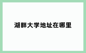 湖畔大学地址在哪里
