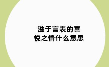 溢于言表的喜悦之情什么意思