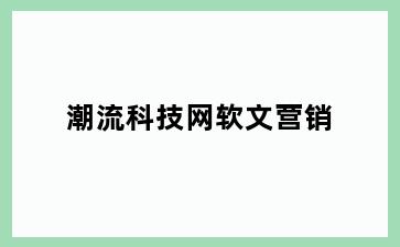 潮流科技网软文营销