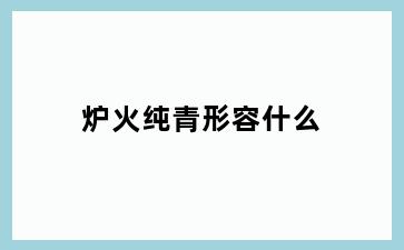 炉火纯青形容什么