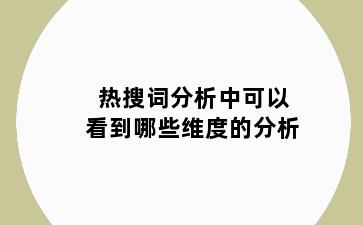 热搜词分析中可以看到哪些维度的分析