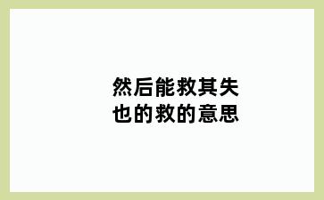 然后能救其失也的救的意思