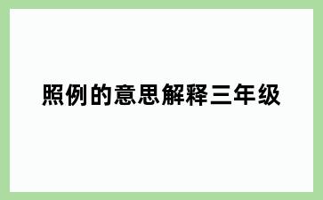 照例的意思解释三年级