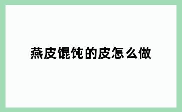 燕皮馄饨的皮怎么做