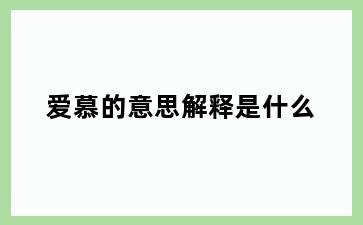爱慕的意思解释是什么